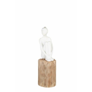 Nara Figur hvit,natur 9,5x11x29 Tre
