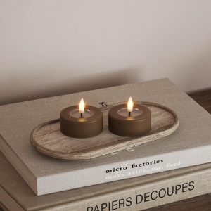 LED telys store 2pk karamell brun