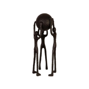 Figur menneske klode metall sort 21x47 cm