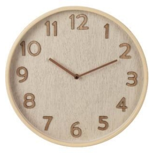 Klokke vegg MDF lys trelook D 38cm