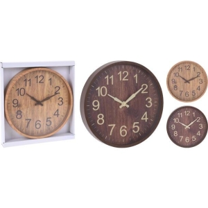 Klokke vegg MDF lys trelook D 30cm. Pris per stk.