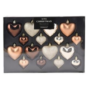 Juleheng hjerter Brun 4,5-8,5 cm 16 stk.