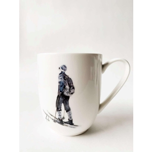 Krus Gabriel på ski h 13,5 cm Akvarell