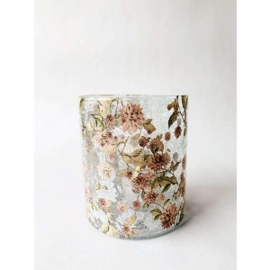 Lysglass Krakelert Dahlia 11,5x13 cm