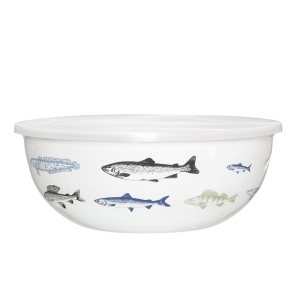 Salatbolle m/lokk emaljert Fisk 25cm