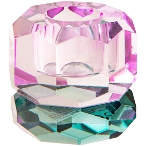 Krystall lysestake blå/lilla 4,5x4,5cm