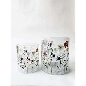 Lysglass Krakelert blomstereng mix 9x10 cm