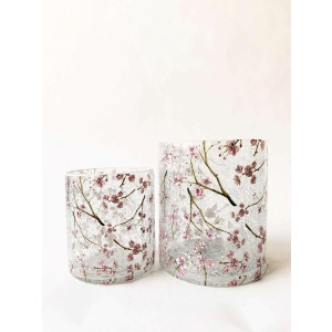 Lysglass krakelert kirsebærgrener 11,5x13 cm