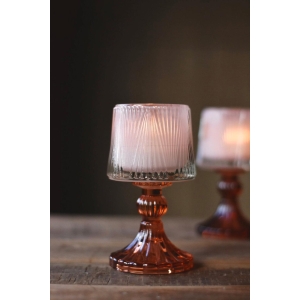 Lysholder på stett oransj/rosa