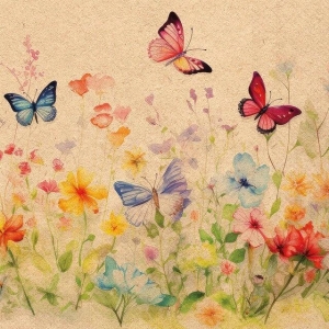 Serviett lunsj Recycled butterflies in field nature