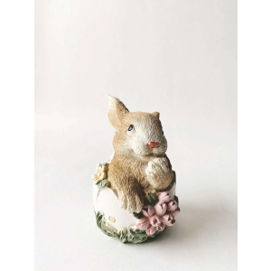 Kanin i blomsteregg 7x9x11 cm