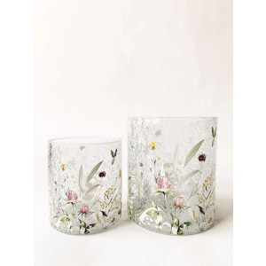 Lysglass blomstereng rosa/gul 11,5x13 cm