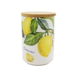 Krukke m Sitron Og Lokk Keramikk 10x10x15
