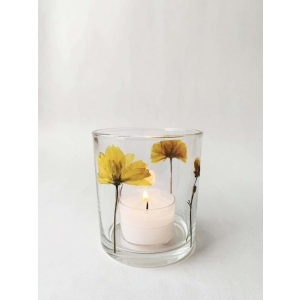 Lysglass botanikk 7x8 cm Gul m/stilk
