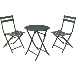 Kafesett Grønn Metall bord M 2 Stoler