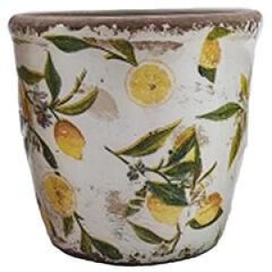 Blomsterpotte m sitron 15x13 cm Keramikk