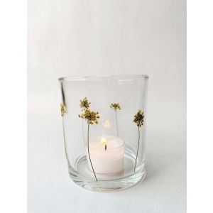 Lysglass botanikk 9x10 cm Creme m/stilk