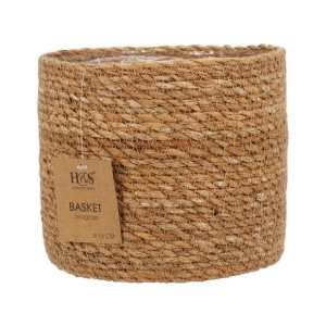 Kurv flettet sjøgress m/plast 12x10cm