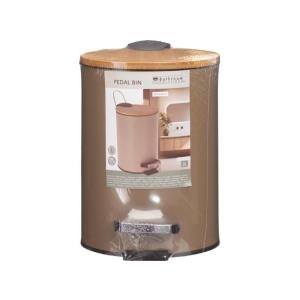 Pedalbøtte 3L Beige Metall/Bambus
