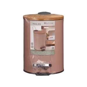 Pedalbøtte 3L Rosa Metall/Bambus