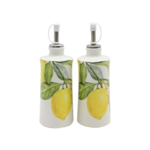 Olje eller eddikflaske med sitronmotiv