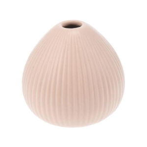 Vase rundstripet keramikk 10x10cm Rosa
