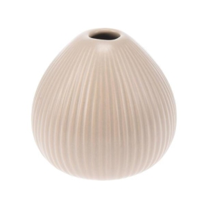 Vase rundstripet keramikk 10x10cm Lys brun