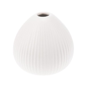 Vase rundstripet keramikk 10x10cm Hvit