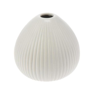 Vase rundstripet keramikk 10x10cm Lys Grå