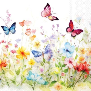 Serviett kaffe butterflies in field white