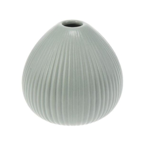Vase rundstripet keramikk 10x10cm Grønn