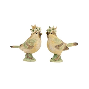 Fugl med blomster Krem/Grønn 13x12cm Pris per stk!