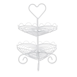 Cupcake hjerte kakefat hvit 2 etg.
