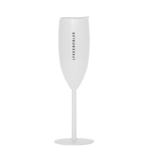 Termo champagneglass hvit "LYKKEBOBLER"