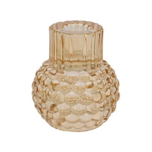 Lysestake kronelys beige bobler 9x7,5cm