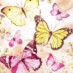Serviett Lunsj "Fluttering butterflies pink"