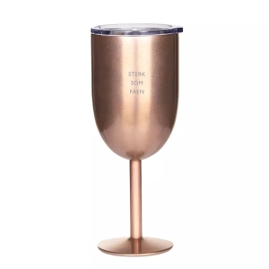 Termo vinglass roségull "STERK SOM FAEN"
