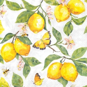 Serviett kaffe "Fresh lemons white"