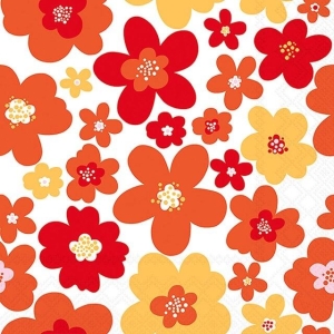 Serviett Lunsj Flower Power Red