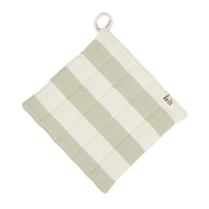 Amalia Grytelapp 23x25 cm Lindegrønn/offwhite striper