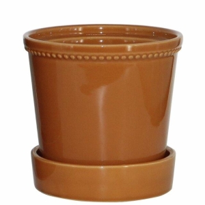 Karmen Potte m/skål D13,6 H12,8cm Caramel