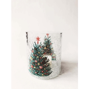 Lysglass krakelert Juletre h10cm