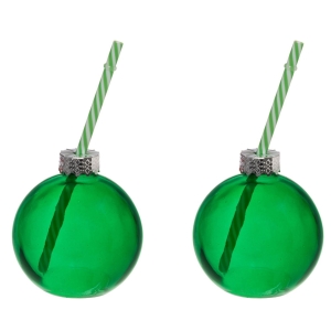 Glass 2pk "julekule" grønn