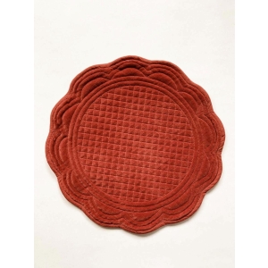 Spisebrikke quiltet d38cm rund velur Rød