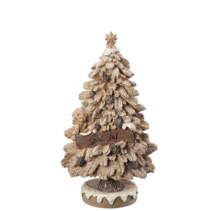 Juletre med skilt "God jul" Brun