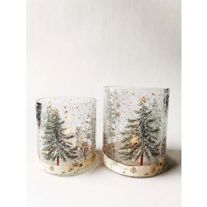 Lysglass Krakelert Juletre 12,5cm