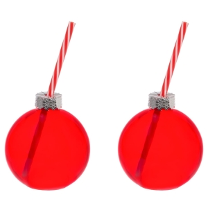 Glass 2pk "julekule" rød